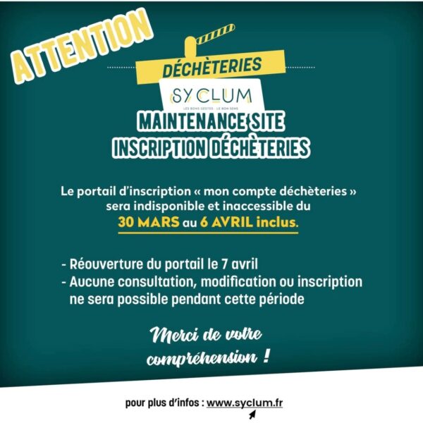 Maintenance portail mon compte SYCLUM