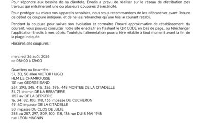 Coupures de courant pour travaux