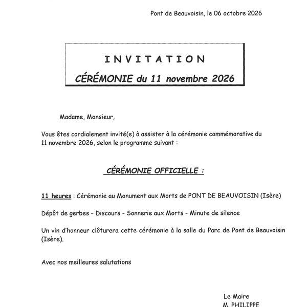 Cérémonie du 11 novembre